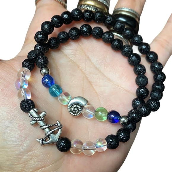 Bracelets set anchor & shell beach ocean bead boho - Picture 3 of 8